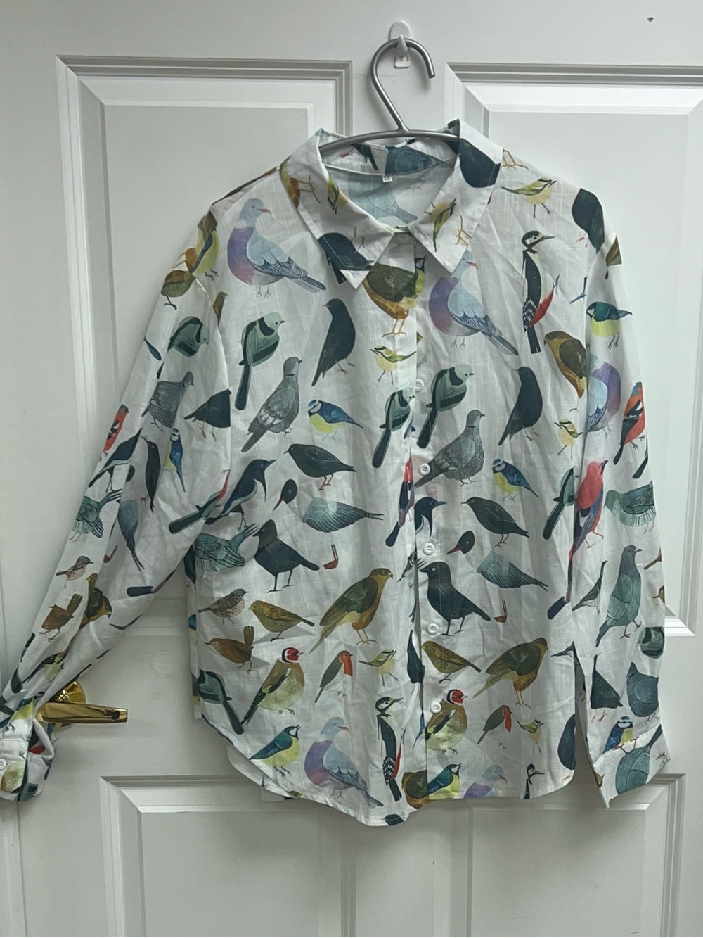 Woman’s Bird theme Button down collared shirt New Size XXL